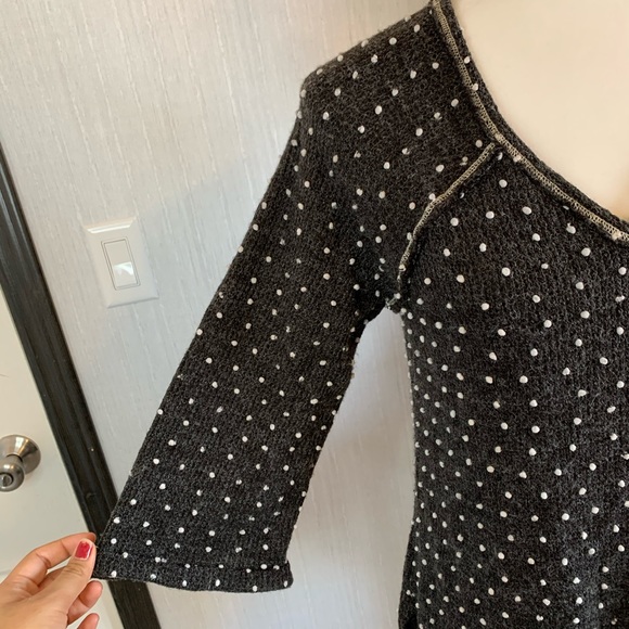 ANDREW knit polka dots sweater 3/4 bell sleeve - Picture 3 of 16